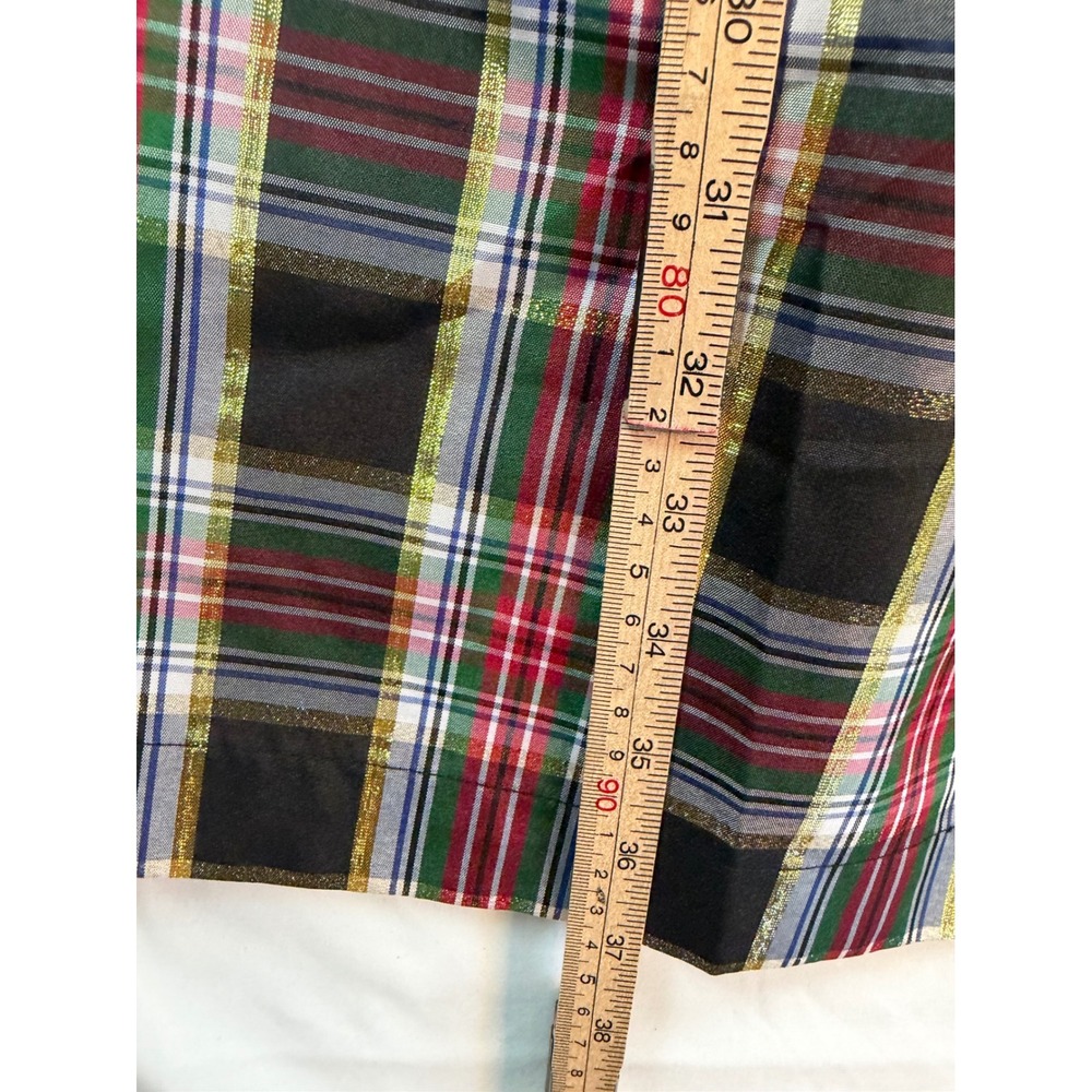Plaid Metallic Holiday Maxi Skirt Pleated High Waist Sash Tie Festive Red sz 2 - Picture 7 of 12